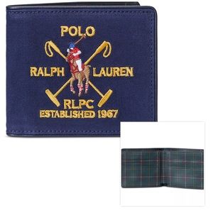 POLO RALPH LAUREN CREST CANVAS & LEATHER BILLFOLD WALLET